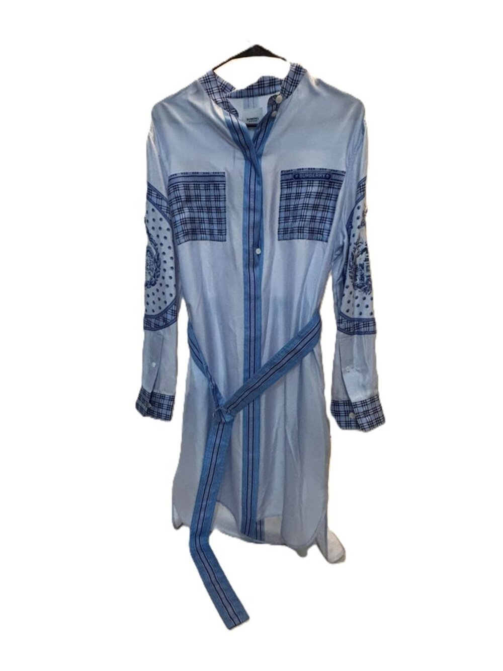 Burberry Blue Patterned Shirt Dress